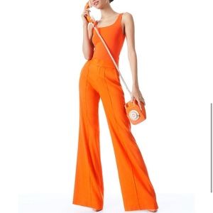 Alice + Olivia Dylan Linen High Waisted Wide Leg Orange Sienna Pant